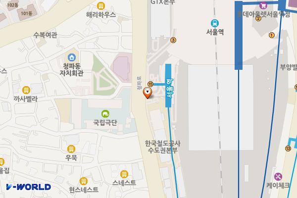 코레일 서울역(KTX빌딩) 위치 지도 — 서울특별시 용산구 청파로 378