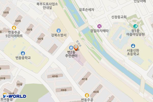 강북구보건소주차장 위치 지도 — 서울특별시 강북구 한천로 897