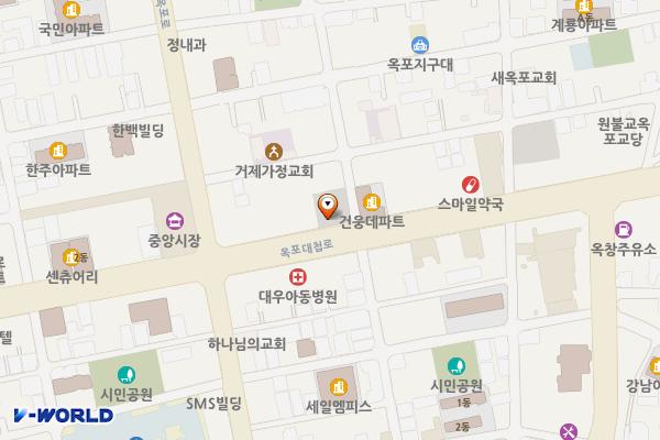 옥포국제시장 공영주차장 위치 지도 — 경상남도 거제시 옥포대첩로 43