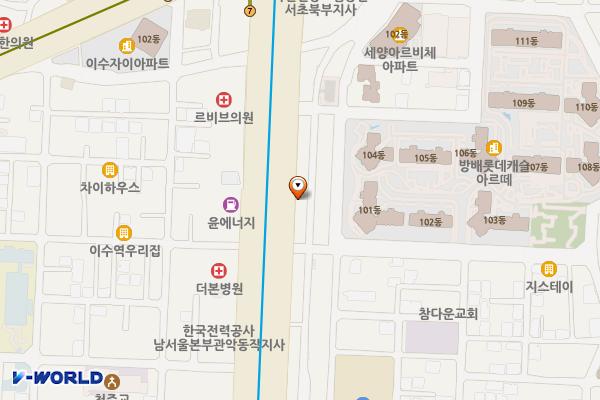 방배복개도로 제2지역 노상공영주차장 위치 지도 — 서울특별시 서초구 방배동 493-5