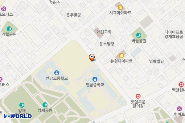 서초구 언남문화체육센터 공영주차장 위치 지도 — 서울특별시 서초구 동산로13길 35