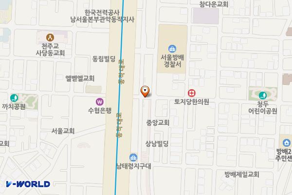 서초구 방배복개도로 제1지역 노상주차장 위치 지도 — 서울특별시 서초구 동작대로 22-2