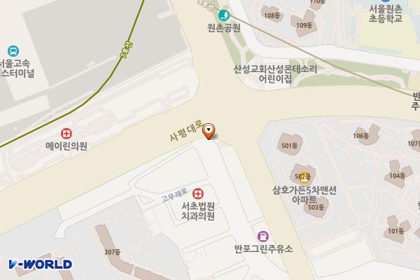 반포복개천노상공영주차장 – 가로등형 위치 지도 — 서울특별시 서초구 고무래로 35-2