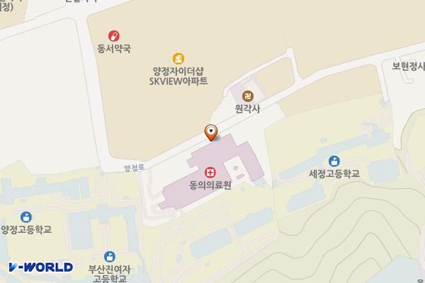 동의대학교 양정캠퍼스(동의의료원) 위치 지도 — 부산광역시 부산진구 양정로 52-57