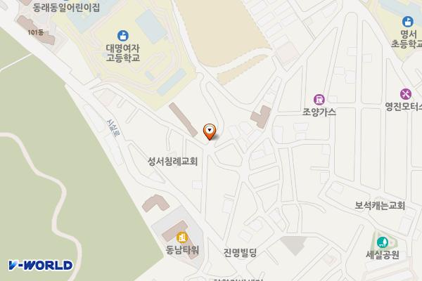 명장동 공영주차장 위치 지도 — 부산광역시 동래구 시실로135번길 39