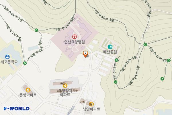 부산시민택시협동조합(24시간이용가능) 위치 지도 — 부산광역시 연제구 배산북로 43