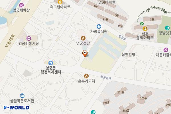 엄궁초등학교 지하주차장 위치 지도 — 부산광역시 사상구 엄궁로191번길 23