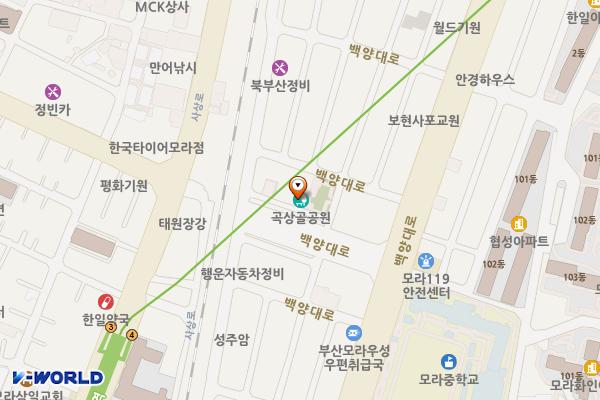 모라1동주변 공영주차장 위치 지도 — 부산광역시 사상구 백양대로 949-20