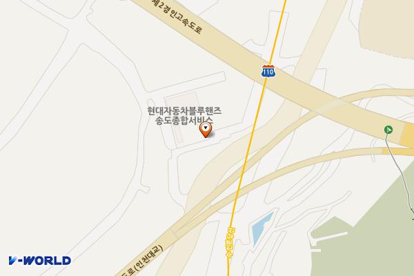 현대블루핸즈 송도종합서비스(구_송도현대모터스) 위치 지도 — 인천광역시 미추홀구 독배로 183