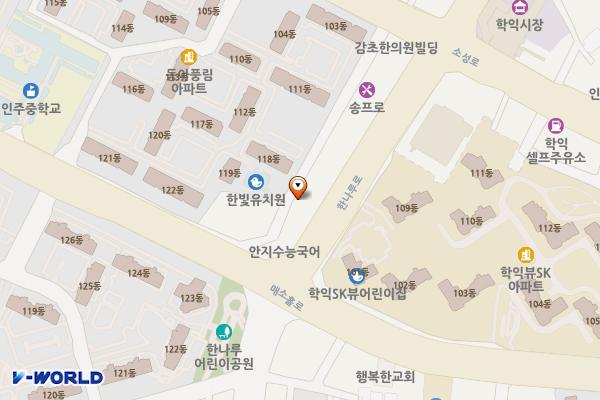 현대블루핸즈 학익점 위치 지도 — 인천광역시 미추홀구 한나루로 373