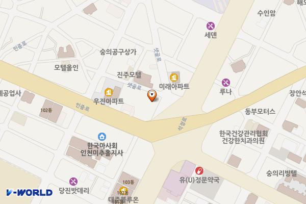 현대자동차 인천지점(임직원 전용) 위치 지도 — 인천광역시 미추홀구 샛골로 1-1