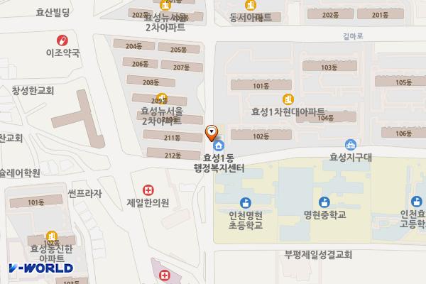 효성1동행정복지센터 위치 지도 — 인천광역시 계양구 봉오대로569번길 22