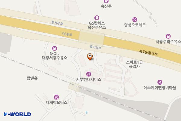 현대자동차 블루핸즈 현대서부서비스 위치 지도 — 전남광주통합특별시 서구 풍서좌로 247