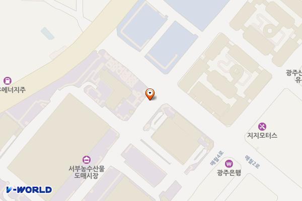 광주서부농수산물도매시장(청과주차장) 위치 지도 — 전남광주통합특별시 서구 매월2로 16