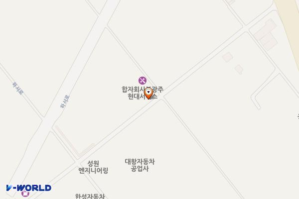 현대블루핸즈 북광주현대서비스㈜ 위치 지도 — 전남광주통합특별시 북구 하서로672번길 37