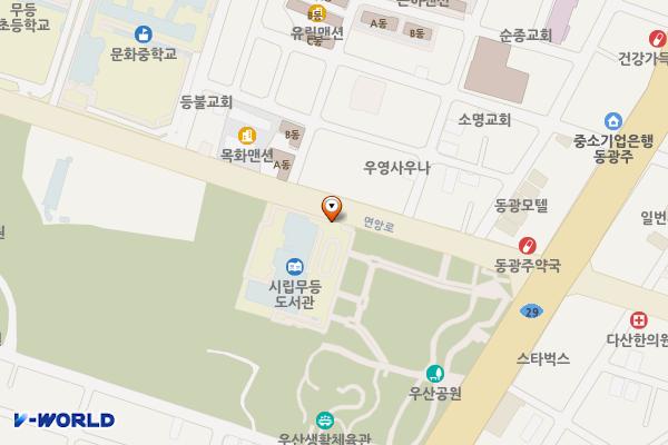 광주광역시립무등도서관 위치 지도 — 전남광주통합특별시 북구 면앙로 130