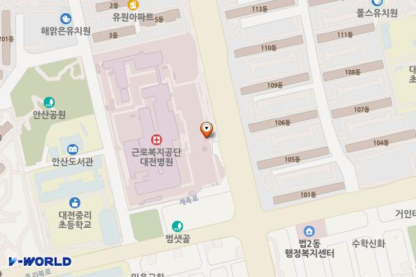 근로복지공단 대전병원 위치 지도 — 대전광역시 대덕구 계족로 637