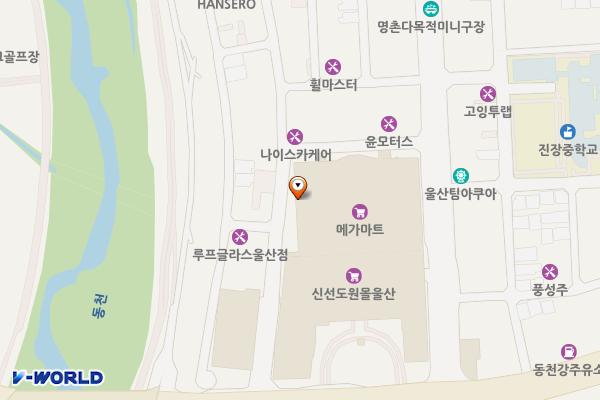 메가마트 신선도원몰 위치 지도 — 울산광역시 북구 진장17길 10