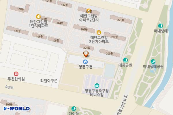 영통구청 위치 지도 — 경기도 수원시 영통구 효원로 407