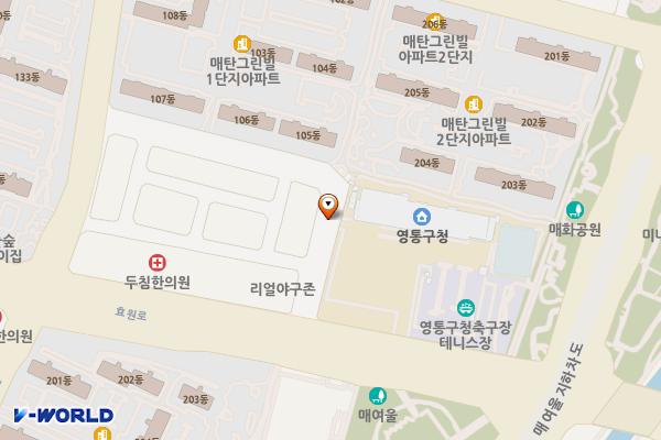 영통구청 옆 충전기 – 가로등형 위치 지도 — 경기도 수원시 영통구 매탄동 1258번지