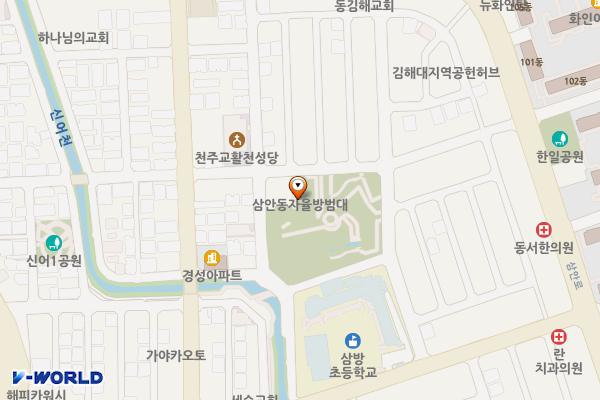 삼방공원 공영주차장 위치 지도 — 경상남도 김해시 삼방동 674-1