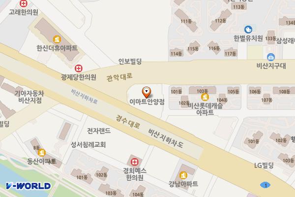 이마트 안양점 위치 지도 — 경기도 안양시 동안구 관악대로 104