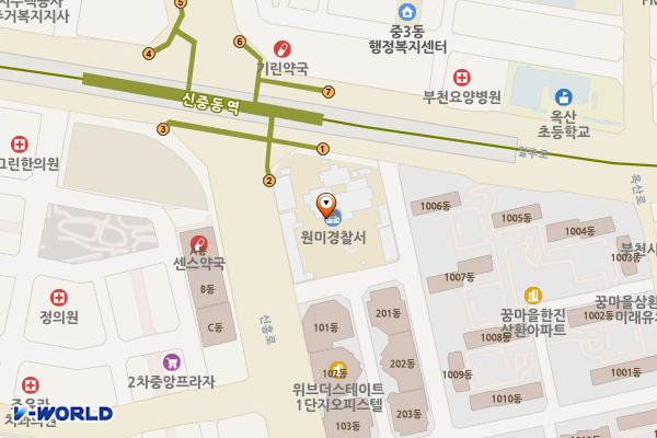 부천원미경찰서 위치 지도 — 경기도 부천시 원미구 중동 1105