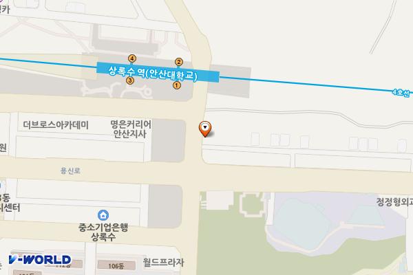 상록수역 앞 공영유료주차장 위치 지도 — 경기도 안산시 상록구 본오동 874-7