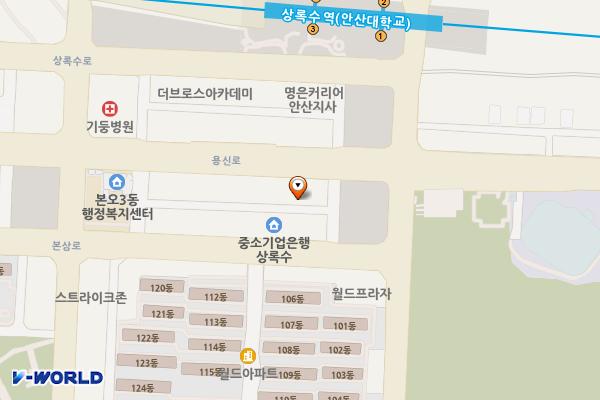 월드프라자앞공영유료주차장 위치 지도 — 경기도 안산시 상록구 본오동 873-6