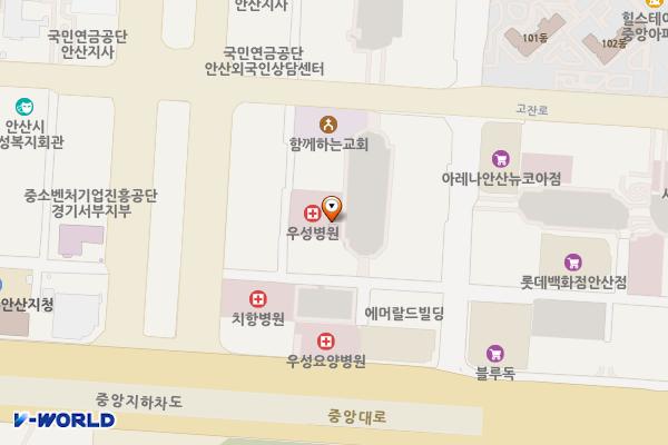 우성여성병원앞공영유료주차장 위치 지도 — 경기도 안산시 단원구 고잔동 560-1
