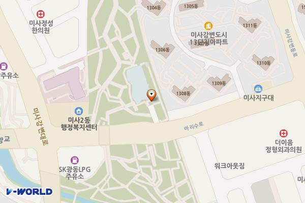 미사도서관 위치 지도 — 경기도 하남시 아리수로 545