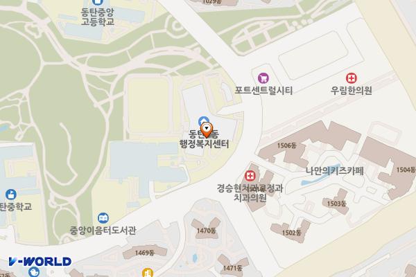 동탄4동 주민센터(동탄4동행정복지센터) 위치 지도 — 경기도 화성시 동탄대로시범길 133