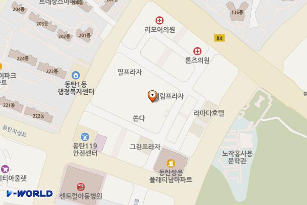 한빛공영주차장(북광장) 위치 지도 — 경기도 화성시 동탄중심상가2길 21