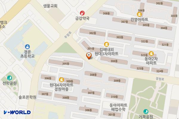내외동 중심상업지역 노상주차장 위치 지도 — 경상남도 김해시 내동 1158