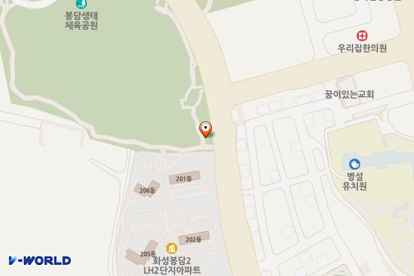봉담2생태체육공원 위치 지도 — 경기도 화성시 봉담읍 매봉로 415
