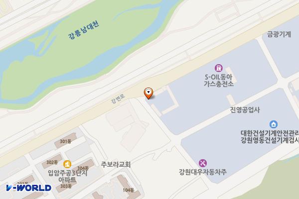강릉시민택시협동조합(외부인이용가능입구좌측 위치 지도 — 강원특별자치도 강릉시 강변로 534