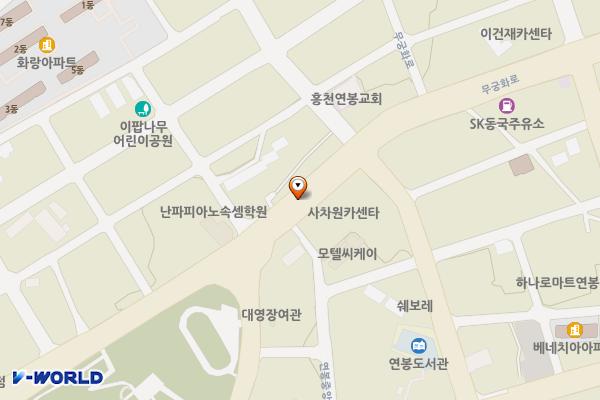 기아오토큐연봉점 위치 지도 — 강원특별자치도 홍천군 홍천읍 무궁화로 38-3