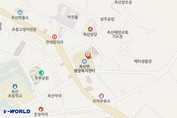 옥산면사무소 위치 지도 — 충청북도 청주시 흥덕구 옥산면 오산리 540-1