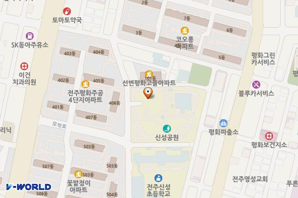 꽃밭정이노인복지관 위치 지도 — 전북특별자치도 전주시 완산구 평화14길 27-53