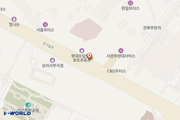 현대자동차 블루핸즈 서전주현대서비스 위치 지도 — 전북특별자치도 전주시 덕진구 온고을로 438-1