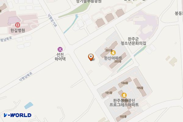 완주군장애인복지관 위치 지도 — 전북특별자치도 완주군 봉동읍 낙평장기로 22