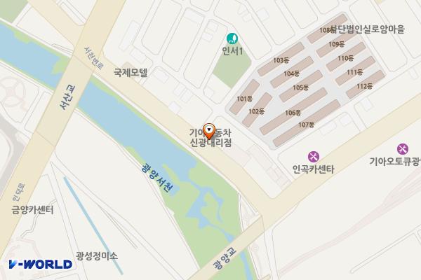기아 신광대리점 위치 지도 — 전남광주통합특별시 광양시 광양읍 서천변로 14
