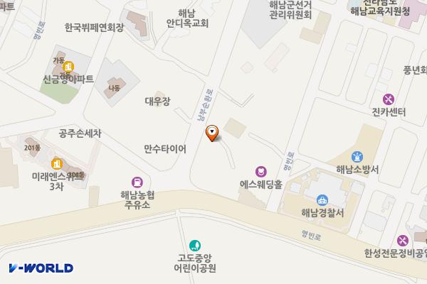 현대자동차 블루핸즈 중앙점 위치 지도 — 전남광주통합특별시 해남군 해남읍 남부순환로 51