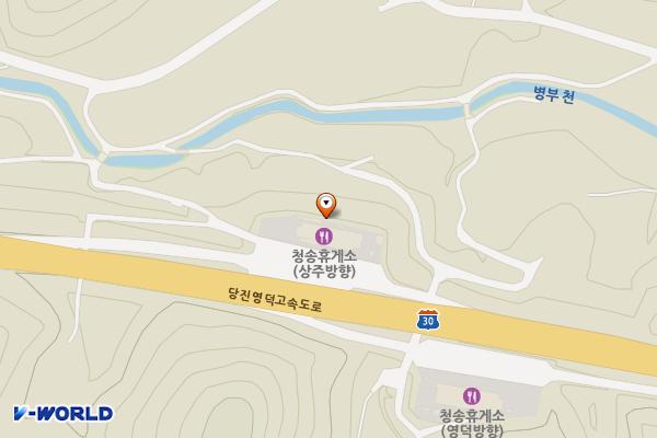 청송휴게소 (청주) 위치 지도 — 경상북도 청송군 파천면 중평병부길 203-92