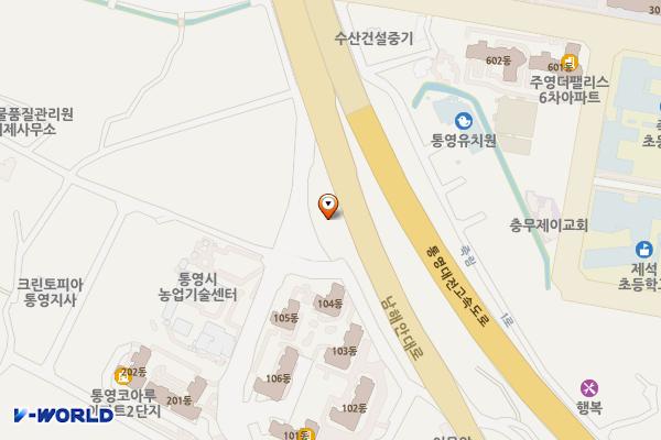 택시쉼터 주차장(통영) 위치 지도 — 경상남도 통영시 광도면 남해안대로 923