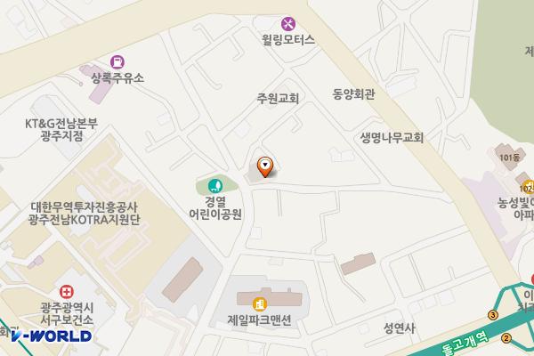 농성1동 공영주차장(농성동 74-12) 위치 지도 — 전남광주통합특별시 서구 농성동 74-12