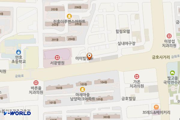 금호동 공영주차장 위치 지도 — 전남광주통합특별시 서구 금호동 764