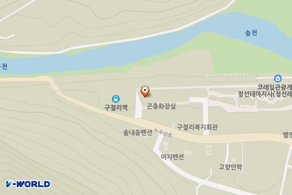 코레일 구절리역 위치 지도 — 강원특별자치도 정선군 여량면 노추산로 745