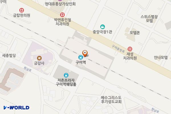 코레일 구미역(타워) 위치 지도 — 경상북도 구미시 구미중앙로 76