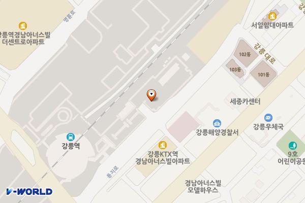 코레일 강릉역(제1주차장) 위치 지도 — 강원특별자치도 강릉시 강릉대로303번길 8-3